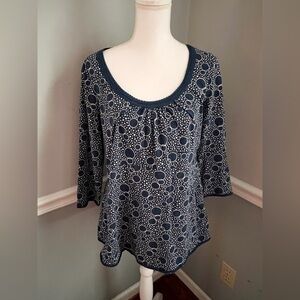 Boden Navy and White Popover Cotton Blouse
Size: 14